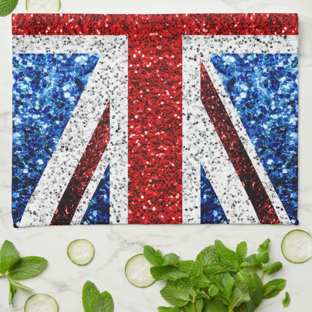 Linge De Cuisine Drapeau rouge bleu blanc brillant parties scintill (Plié)