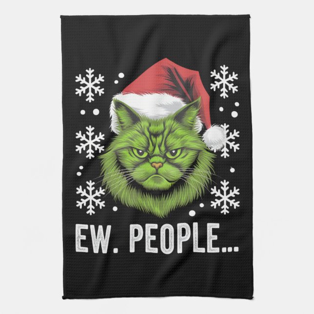 Linge De Cuisine Drôle Chat de Noël Ew Personnes Meowy Amoureux de  (Vertical)