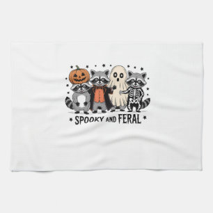 Linge De Cuisine Drôle de raton laveur d'Halloween effrayant et sau