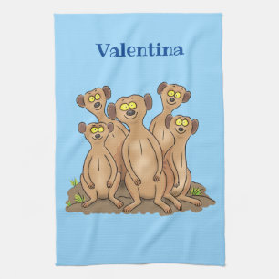 Linge De Cuisine Drôle dessin de la famille meerkat