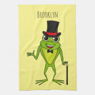 Linge De Cuisine Drôle grenouille avec chapeau dessus dessin animé