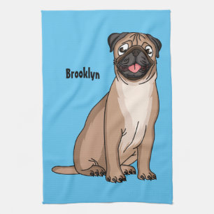 Linge De Cuisine Drôle joyeux dessin animé de chien de carlin