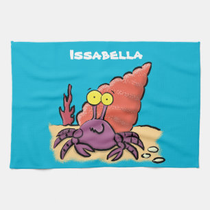 Linge De Cuisine Drôle mignon caricature pourpre crabe ermite
