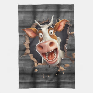 Linge De Cuisine Drôle mignon vache visage pays humours fermiers