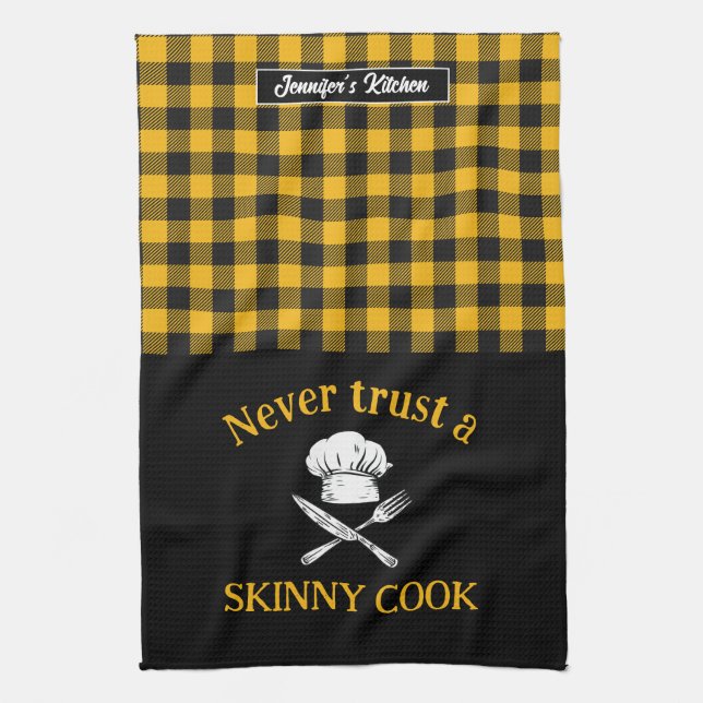 Linge De Cuisine Drôle Ne jamais faire confiance Skinny Cuisiner Ja (Vertical)