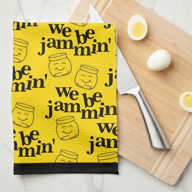 Linge De Cuisine Drôle Nous Sommes Jammin' Souriant Danser Des Jarr (Quart Plié)