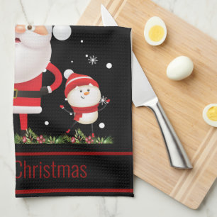 Linge De Cuisine Drôle Père Noël, Snowman, Reindeer Joyeux Noël