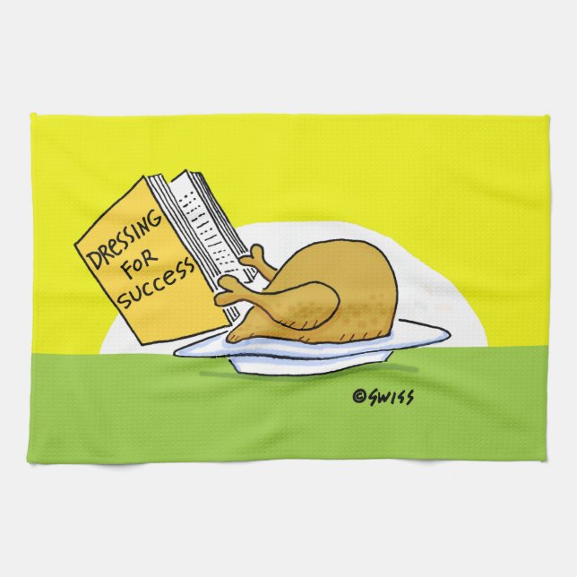 Linge De Cuisine Drôle Thanksgiving Roast Turquie Cartoon Kitchen (Horizontal)