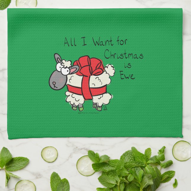 Linge De Cuisine Drôle Vacances Mignonne Mouton de Noël Carton (Plié)