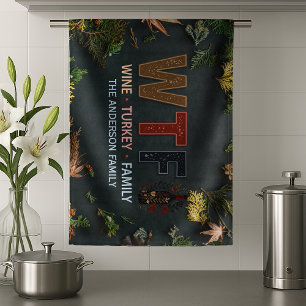 Linge De Cuisine Drôle WTF Vin Dinde Famille Action de grâce