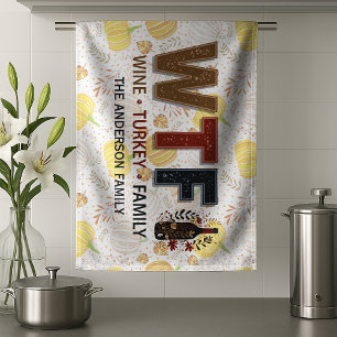 Linge De Cuisine Drôle WTF Vin Dinde Famille Action de grâce