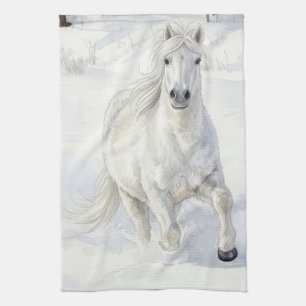 Linge De Cuisine Dyfra le cheval islandais galopant dans la neige