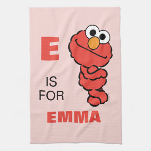 Linge De Cuisine E est pour Elmo Ajouter Votre Nom