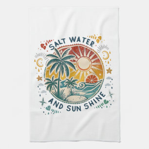 Linge De Cuisine Eau salée et soleil Vintage Plage Tropicale