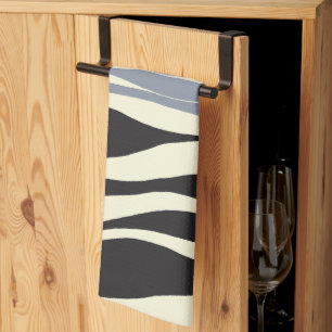 Linge De Cuisine Ebb et flux en noir, gris et crème