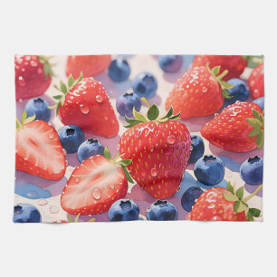 Linge De Cuisine Éclat de fraise et de myrtille frais