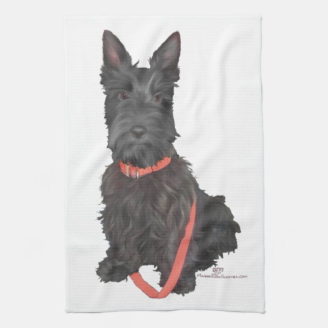 Linge De Cuisine Écossais Terrier Flourish (Vertical)