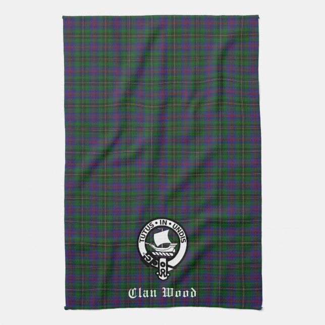 Linge De Cuisine Ecosse Clan Wood Crest & Tartan (Vertical)
