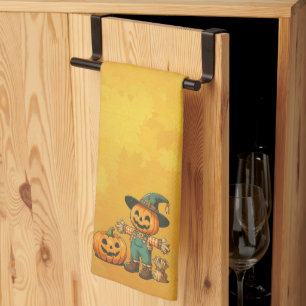 Linge De Cuisine Écran d'Halloween/Automne mignon et citrouille