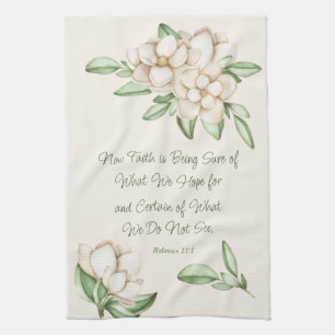 Linge De Cuisine Écriture De Foi Inspirationnelle Magnolia Fleurs