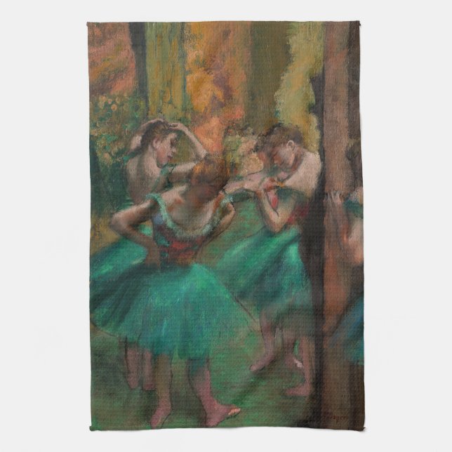 Linge De Cuisine Edgar Degas - Danseurs, rose et vert (Vertical)