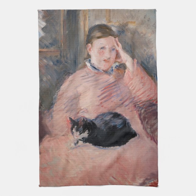 Linge De Cuisine Edouard Manet - Femme avec chat (Vertical)