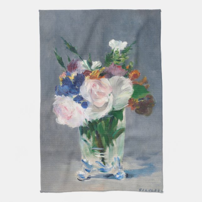 Linge De Cuisine Edouard Manet - Fleurs dans un Vase de Cristal (Vertical)