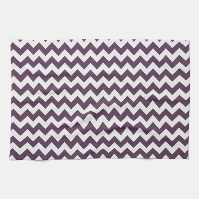 Linge De Cuisine Eggplant Purple Chevron; zig zag (Horizontal)