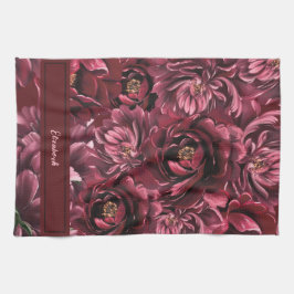 Linge De Cuisine Élégance des fleurs bordeaux