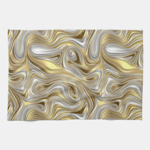 Linge De Cuisine Élégance liquide - motif liquide métallique