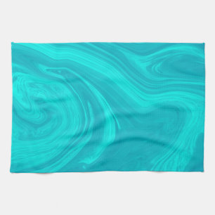 Linge De Cuisine Elegant Abstract Teal Liquid Marble  