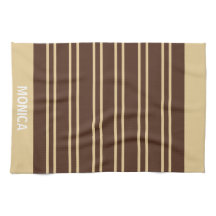 Elegant Beige &Brown Stripes Pattern Custom Name