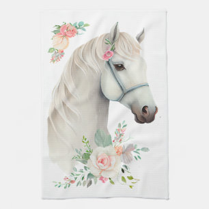 Linge De Cuisine Élégant Boho Cheval Blanc Floral