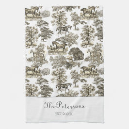 Linge De Cuisine Elégant Cheval Beige Toile Rustique Ferme