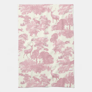 Linge De Cuisine Elégant Chic Rose Toile Cerf Boodland