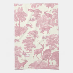 Linge De Cuisine Elégant Chic Rose Toile Cerf Boodland