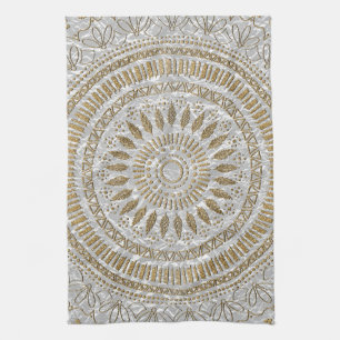 Linge De Cuisine Elégant dessin de mandala tribal dessiné à la m