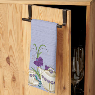 Linge De Cuisine Elégant ensemble de thé chinois avec fleurs violet
