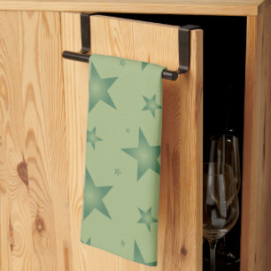Linge De Cuisine Élégant et élégant Olive Stars sur Sage Green