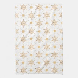Linge De Cuisine Élégant Faux Gold Snowflakes Noël Patttern
