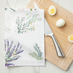 Linge De Cuisine Elégant feuille et blanc plante