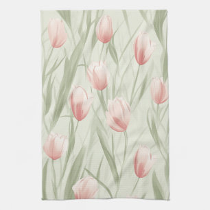 Linge De Cuisine Élégant feutre de tulipe vert sauge