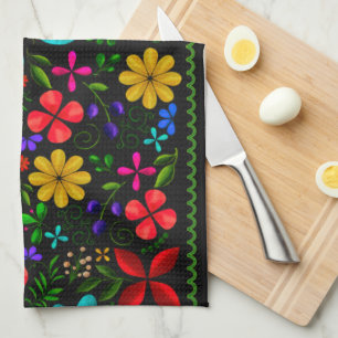 Linge De Cuisine Élégant floral folklorique latino-américain