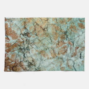 Linge De Cuisine Elégant Jade et Rose or Parties scintillant marbre