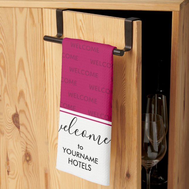 Linge De Cuisine Elégant Magenta Pink Accueil personnalisé (Pliage en tiers)