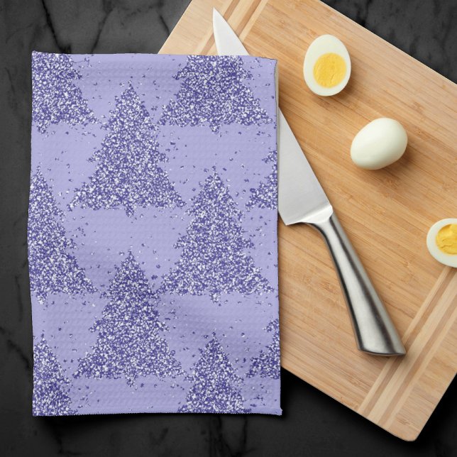 Linge De Cuisine Élégant Motif d'arbre | Charmante Lavande Noël (Créateur téléchargé)