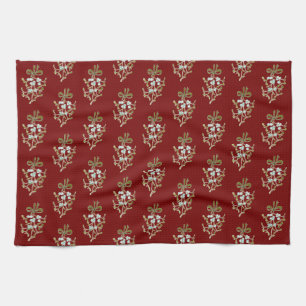 Linge De Cuisine Élégant Motif de la Mistletoe de Noël en rouge