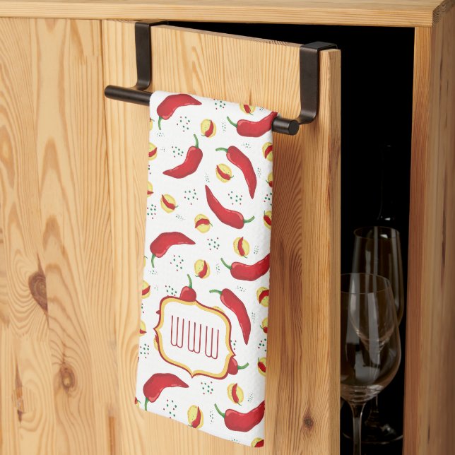 Linge De Cuisine Élégant Motif Red Chile (Pliage en tiers)