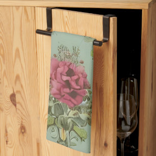 Linge De Cuisine Élégant Motif victorien de Rose rouge