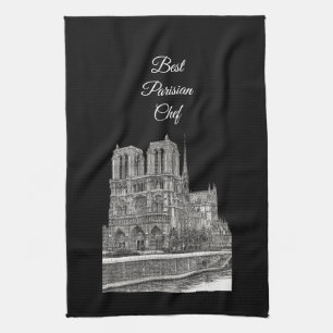 Linge De Cuisine Elégant Noir Notre Dame Meilleur Chef Parisien